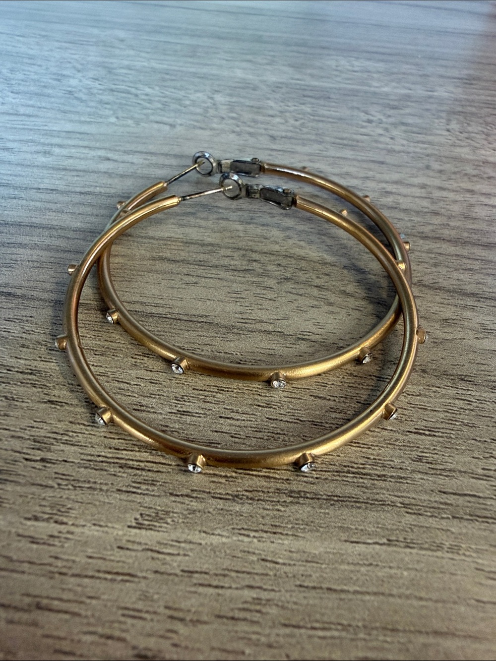 Gold Hoop Earrings with Stud Accents - Women Jewelry